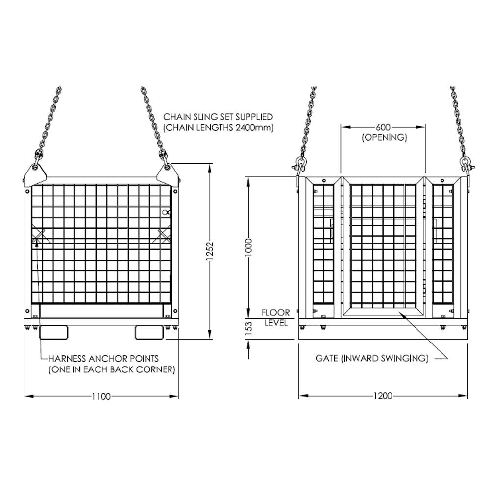 CF-CC-NC Crane Man Cage Without Roof (4 Person)